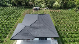 Gray stone-coated metal roof